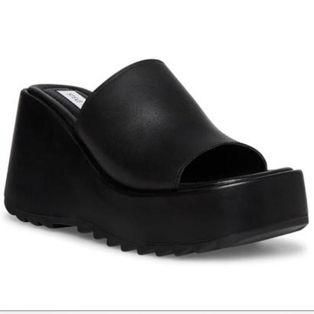 Steve Madden Black Platform Wedge Sandals